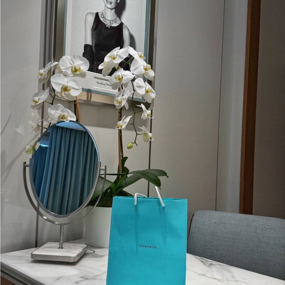 Tiffany & Co. Dark Brown Satin Jewelry Pouch with Silver Bead Chain - Picture 4 of 5